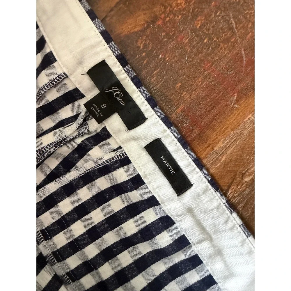 J. Crew Women's 8 Blue Gingham Martie Straight Leg Side Zip Pants | SKU 1137